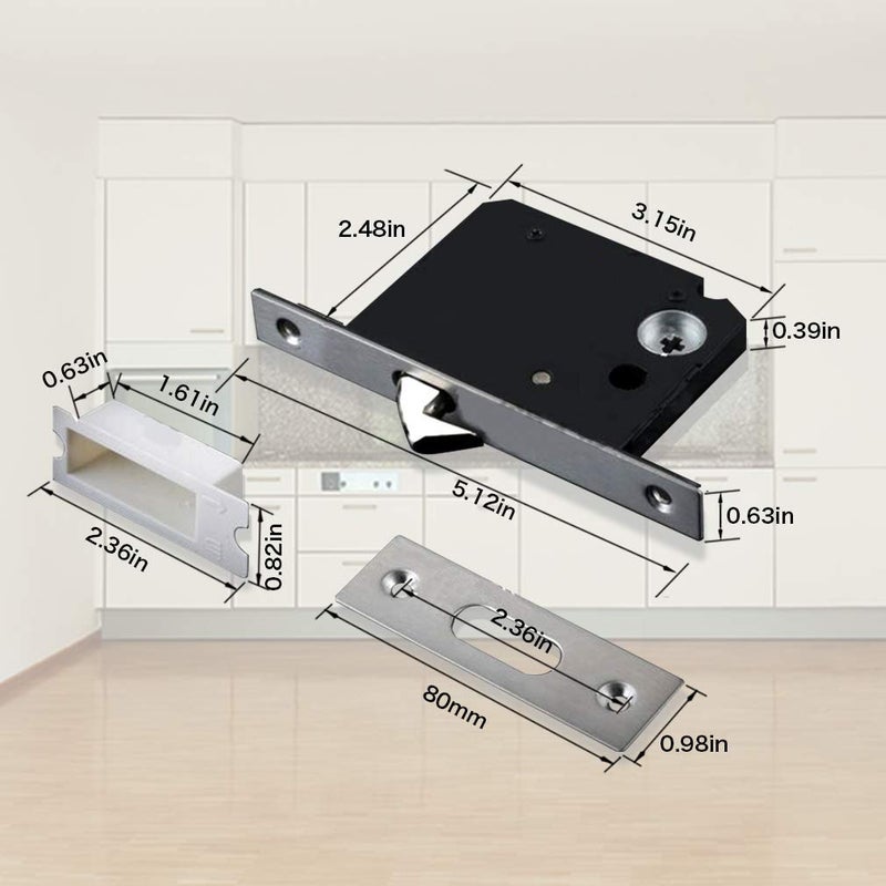 CCJH Invisible Barn Wood Sliding Door Gate Cup Handle Lock Hardware with Keys (Sliver (Dia-2.95") - Image 5